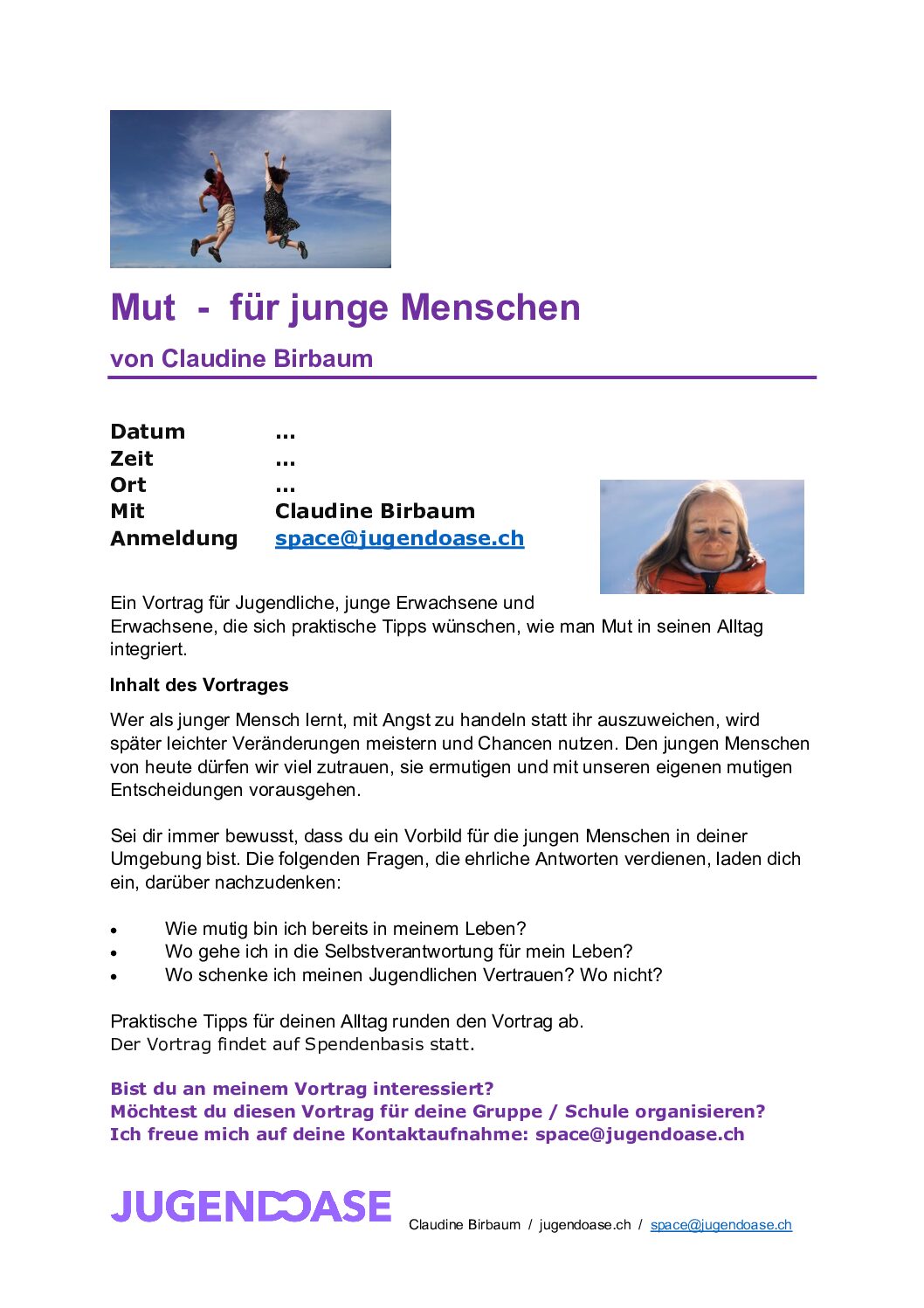Vortrag: Mut – für junge Menschen